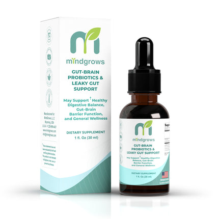 MindGrows® Gut–Brain Probiotics™ , Leaky Gut Support, and Digestive Support Liquid for Kids