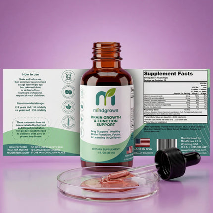 MindGrows® Brain Growth & Function™ with Immunity Plus Liquid Cognitive Support for Kids