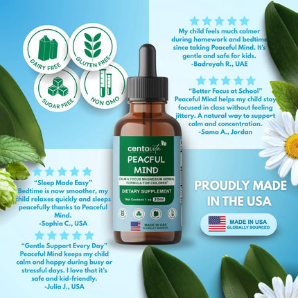 Centovita® Peaceful Minds™ Liquid Calm and Focus Support for Kids