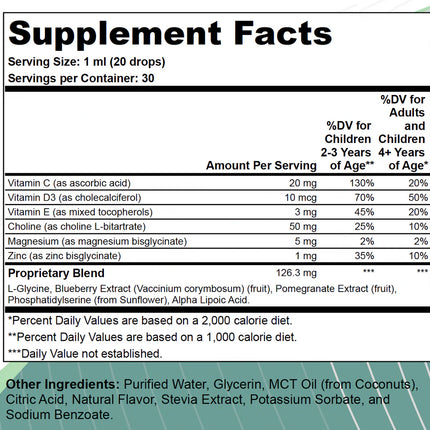 MindGrows® Brain Growth & Function™ with Immunity Plus Liquid Cognitive Support for Kids