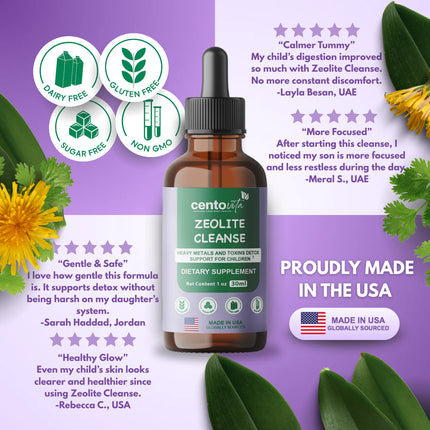 Centovita® Zeolite Cleanse Drops™ Liquid Heavy Metals Detox and Wellness Support for Kids